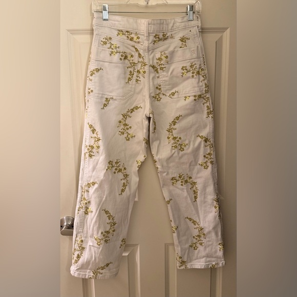 Pilcro Heritage Curve Mid-Rise Tapered Barrel Jeans, White Embroidered, 25 - Picture 11 of 15